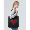 Купить Холщовая сумка Pixel Heart, черная с нанесением логотипа