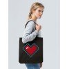 Купить Холщовая сумка Pixel Heart, черная с нанесением логотипа