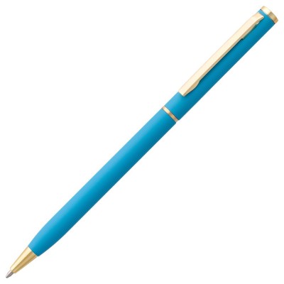 Купить Ручка шариковая Hotel Gold, ver.2, матовая голубая с нанесением