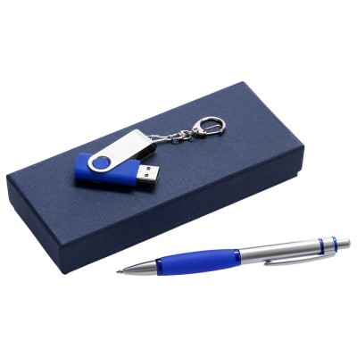Купить Набор Notes: ручка и флешка 16 Гб, синий с нанесением