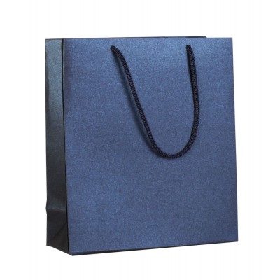 Купить Пакет бумажный «Блеск», малый, синий с нанесением логотипа
