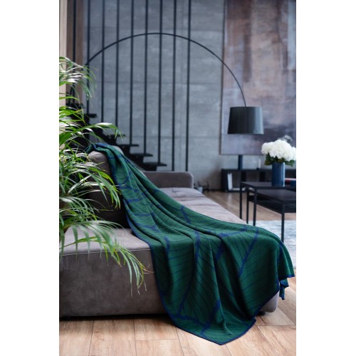Купить Плед In Leaf, синий с зеленым с нанесением логотипа Купить Плед In Leaf, синий с зеленым с нанесением логотипа