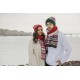 Купить Шапка Happy View, синяя с красным с нанесением логотипа