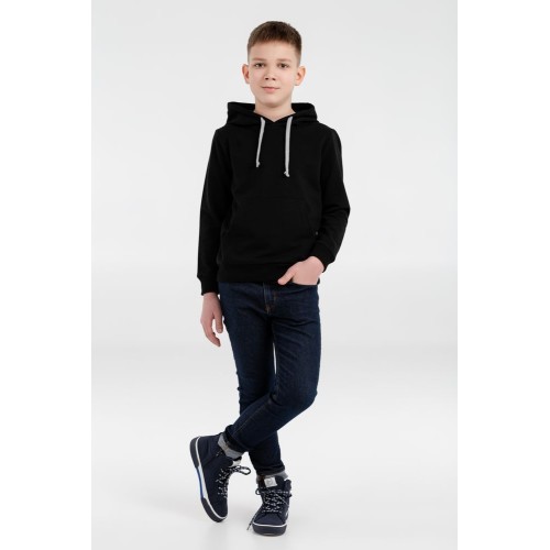 Купить Толстовка с капюшоном детская Kirenga Kids, черная с нанесением логотипа
