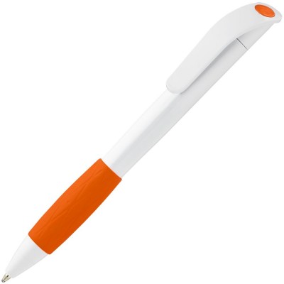 Купить Ручка шариковая Grip, белая с оранжевым с нанесением