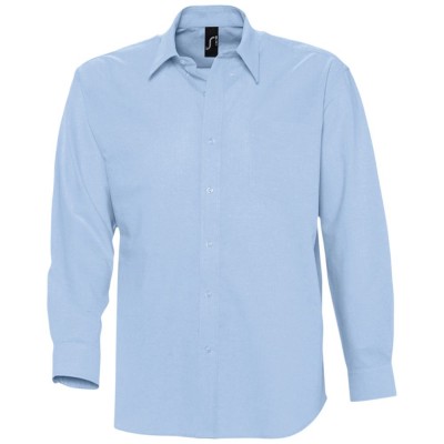 Купить Рубашка мужская с длинным рукавом BOSTON, голубая с нанесением