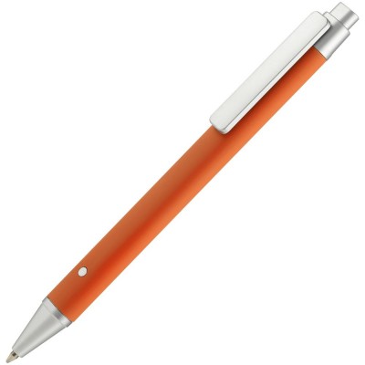 Купить Ручка шариковая Button Up, оранжевая с серебристым с нанесением