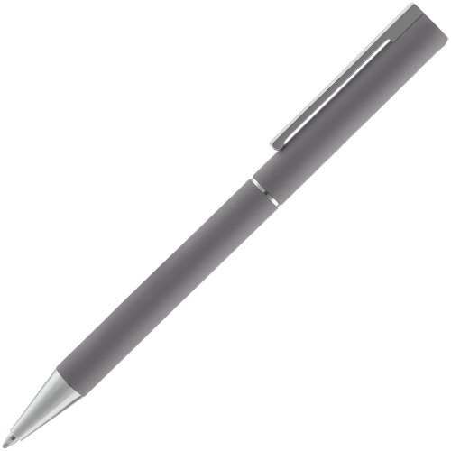 Купить Ручка шариковая Blade Soft Touch, темно-серая с нанесением логотипа