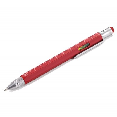 Купить Ручка шариковая Construction, мультиинструмент, красная с нанесением логотипа
