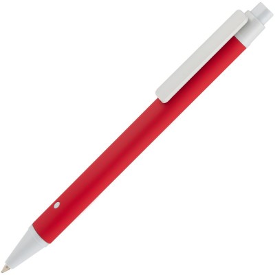 Купить Ручка шариковая Button Up, красная с белым с нанесением