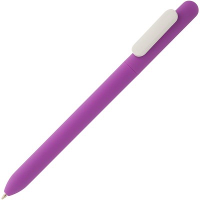 Купить Ручка шариковая Slider Soft Touch, фиолетовая с белым с нанесением