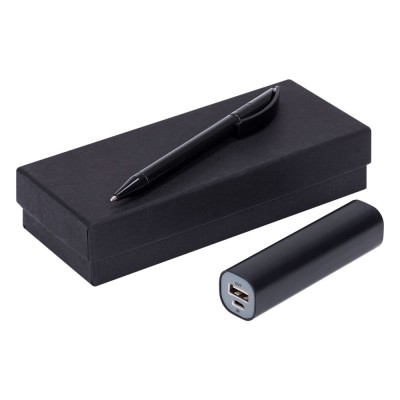 Купить Набор Couple: аккумулятор и ручка, черный с нанесением