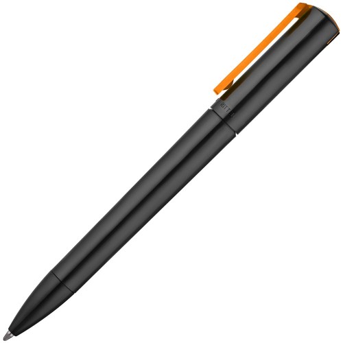 Купить Ручка шариковая Split Black Neon, черная с оранжевым с нанесением логотипа