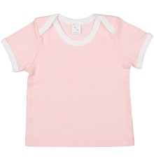 Футболка детская с коротким рукавом Baby Prime, розовая с молочно-белым
