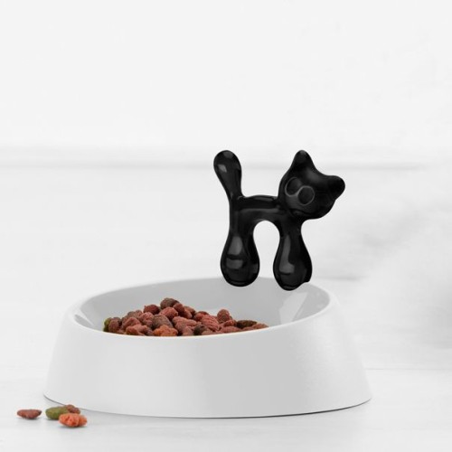 Купить Миска для кошки Miaou, черная с белым с нанесением логотипа Купить Миска для кошки Miaou, черная с белым с нанесением логотипа
