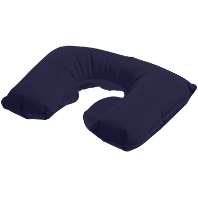 Купить Надувная подушка под шею в чехле Sleep, темно-синяя с нанесением