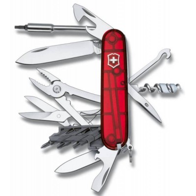 Купить Офицерский нож CyberTool L, прозрачный красный с нанесением логотипа