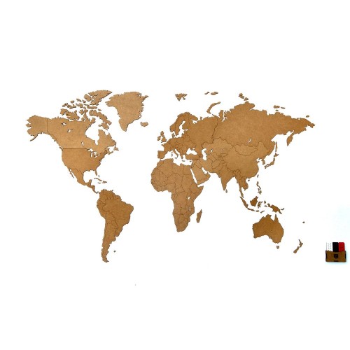 Купить Деревянная карта мира World Map Wall Decoration Medium, коричневая с нанесением логотипа