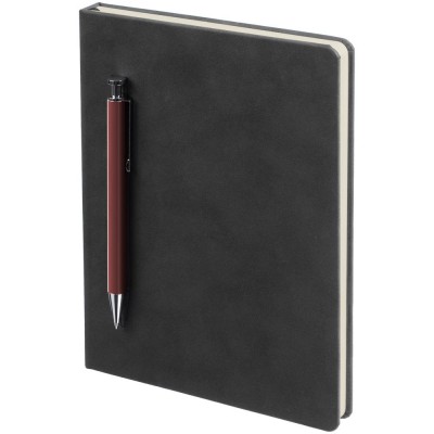 Купить Ежедневник Magnet с ручкой, черно-коричневый с нанесением логотипа