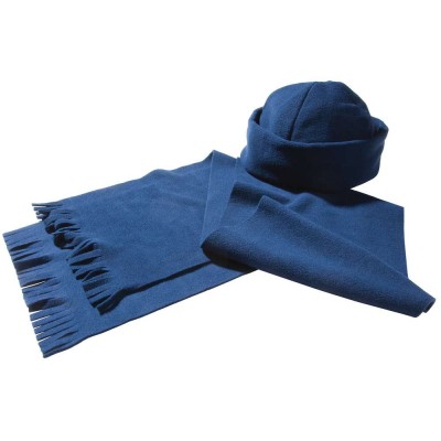 Купить Комплект Unit Fleecy: шарф и шапка, синий с нанесением