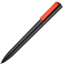 Ручка шариковая Split Black Neon, черная с красным (коралловым)