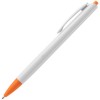 Купить Ручка шариковая Tick, белая с оранжевым с нанесением логотипа