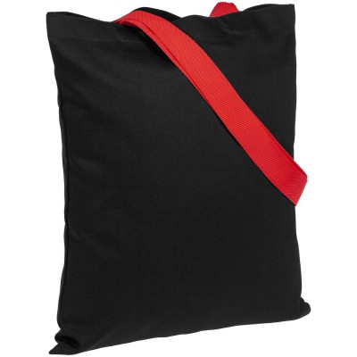 Купить Холщовая сумка BrighTone, черная с красными ручками с нанесением