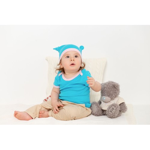 Купить Футболка детская с коротким рукавом Baby Prime, бирюзовая с розовым с нанесением логотипа