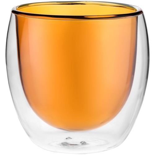Купить Стакан с двойными стенками Glass Bubble, желтый с нанесением логотипа