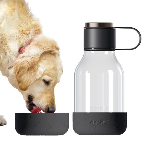 Купить Бутылка для воды с миской для питомца Dog Water Bowl Lite, черная с нанесением логотипа