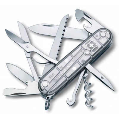 Купить Офицерский нож Huntsman 91, прозрачный серебристый с нанесением логотипа