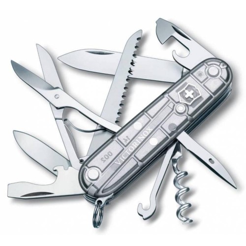 Купить Офицерский нож Huntsman 91, прозрачный серебристый с нанесением логотипа