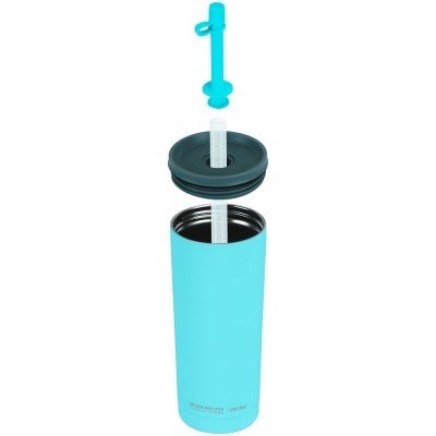 Купить Термостакан Superb Sippy с трубочкой, бирюзовый с нанесением