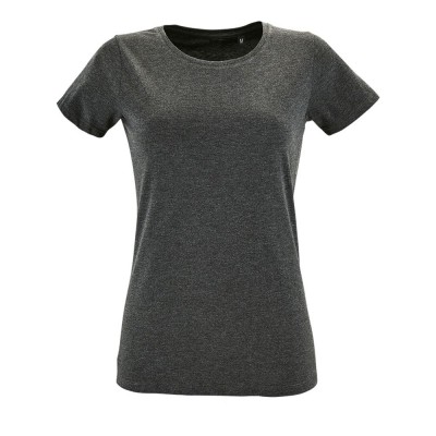 Купить Футболка женская REGENT FIT WOMEN, черный меланж с нанесением