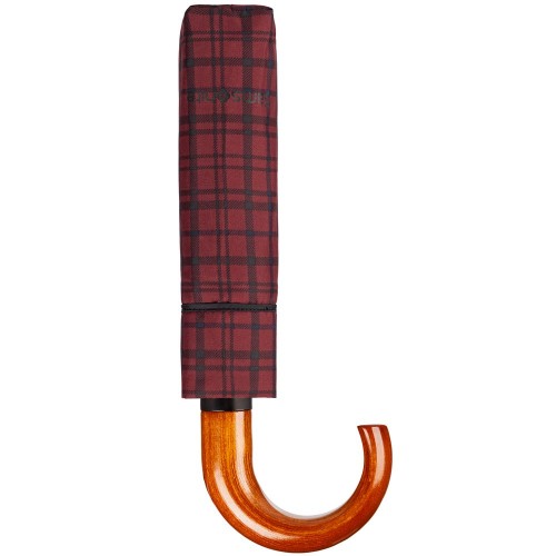 Купить Складной зонт Wood Classic S, красный в клетку с нанесением логотипа