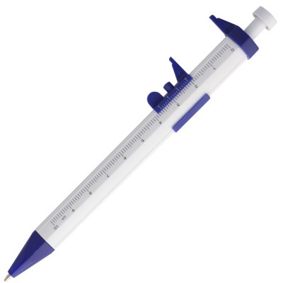 Купить Ручка шариковая «Штангенциркуль», белая с синим с нанесением