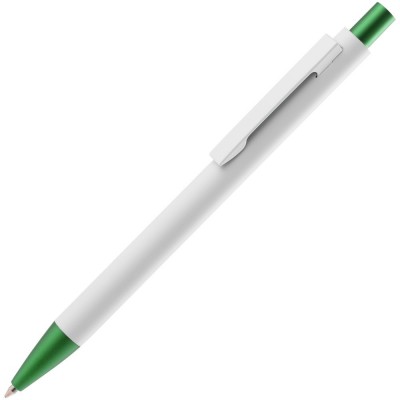 Купить Ручка шариковая Chromatic White, белая с зеленым с нанесением логотипа