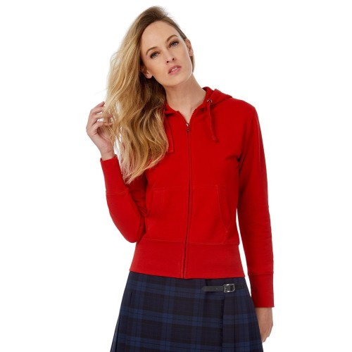 Купить Толстовка женская Hooded Full Zip красная с нанесением логотипа