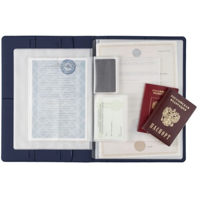 Купить Папка для хранения документов Devon Maxi, синяя с нанесением