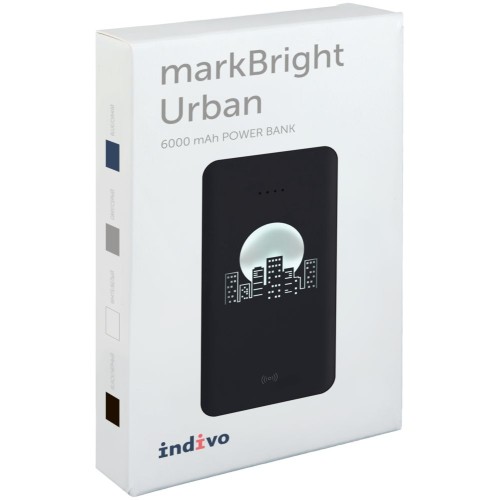 Купить Аккумулятор с беспроводной зарядкой markBright Urban, 6000 мАч, черный с нанесением логотипа Купить Аккумулятор с беспроводной зарядкой markBright Urban, 6000 мАч, черный с нанесением логотипа