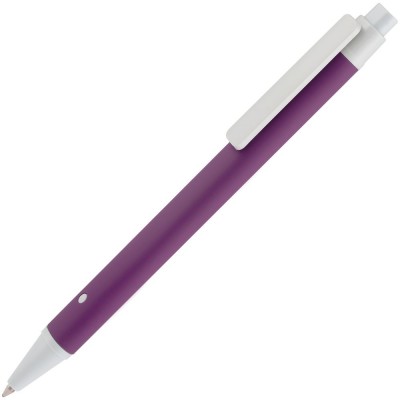 Купить Ручка шариковая Button Up, фиолетовая с белым с нанесением