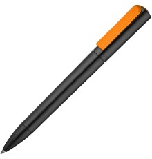 Ручка шариковая Split Black Neon, черная с оранжевым