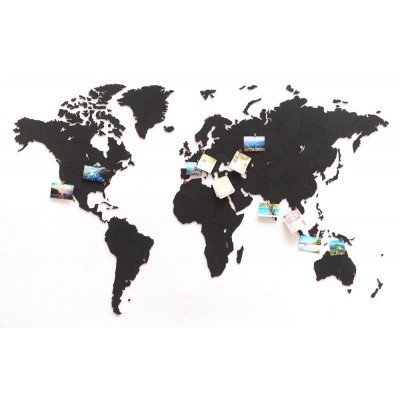 Деревянная карта мира World Map True Puzzle Large, черная