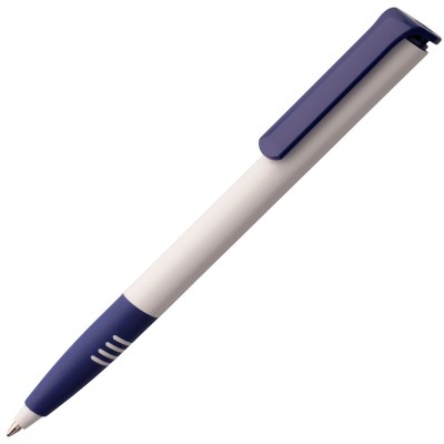 Купить Ручка шариковая Senator Super Soft, белая с синим с нанесением логотипа