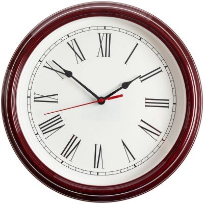 Купить Часы настенные Flat Circle, бордовые с нанесением