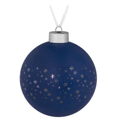 Купить Елочный шар Stars, 10 см, синий с нанесением логотипа