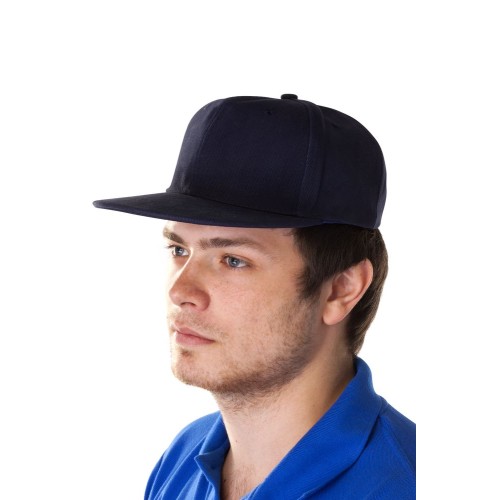 Купить Бейсболка Unit Snapback с прямым козырьком, темно-синяя с нанесением логотипа