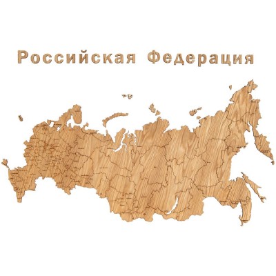 Купить Деревянная карта России с названиями городов, дуб с нанесением