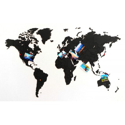 Купить Деревянная карта мира World Map True Puzzle Small, черная с нанесением