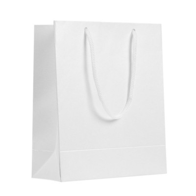 Купить Пакет бумажный «Блеск», малый, белый с нанесением логотипа